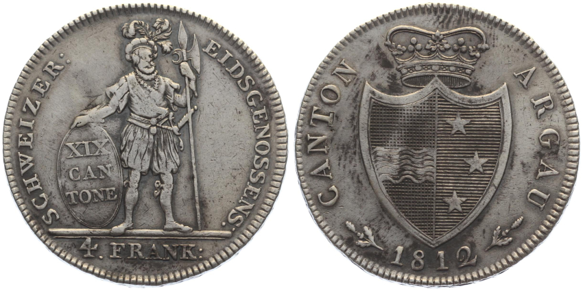 Aargau 4 Franken 1812 - Stehender Krieger